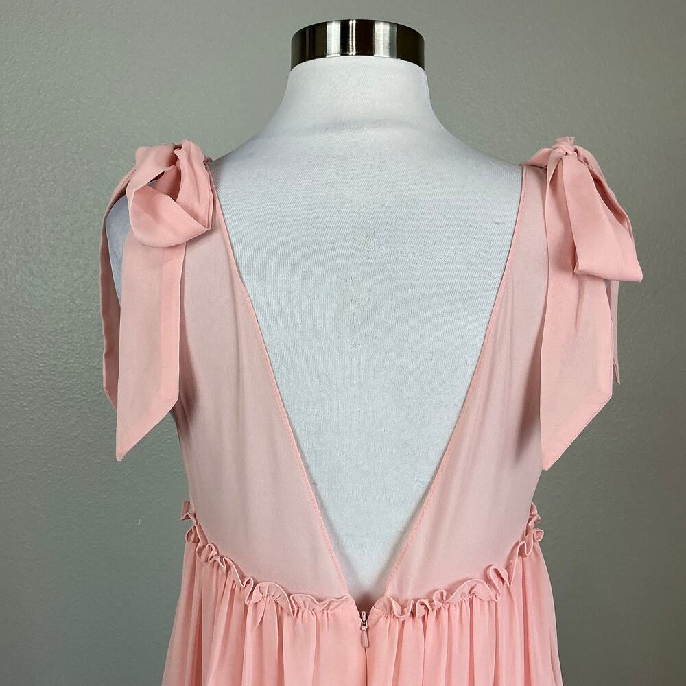 Mac Duggal 70188 Pink Maxi Dress Ruffled Chiffon Sleeveless V-Neck Gown Size 4 - Picture 9 of 12